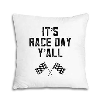 Womens Race Track Checkered Flag Fast Cars It's Race Day Yall South Pillow | Mazezy