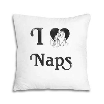 Womens Snow White Sleepy I Love Naps Large Print V-Neck Pillow | Mazezy