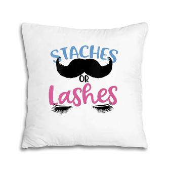 Womens Staches Or Lashes Gender Reveal Baby Shower Family Gift Pillow | Mazezy
