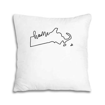 Womens State Of Massachusetts Outline With Home Script V-Neck Pillow | Mazezy