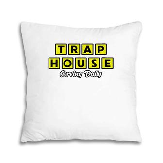 Womens The Original Trap House Waffle Black V-Neck Pillow | Mazezy