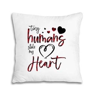 Womens Tiny Humans Stole My Heart Valentine's Day Nursing Nicu Nurse Pillow | Mazezy