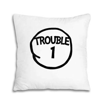 Womens Trouble 1 Funny Trouble One Matching Group Trouble 1 V-Neck Pillow | Mazezy