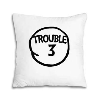 Womens Trouble 3 Funny Trouble Three Matching Group V-Neck Pillow | Mazezy