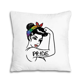 Womens Unbreakable Strong Woman Rainbow Gay Pride Lgbt Women Gift V-Neck Pillow | Mazezy