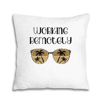 Working Remotely Work From Home Office Leopard Palm Tree Pillow | Mazezy