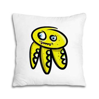 Yellow Vampire Octopus Monster Halloween Pillow | Mazezy
