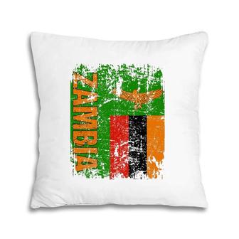 Zambia Flag Vintage Distressed Zambian Pillow | Mazezy
