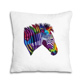 Zebra Colorful Zebra's Head Pop Art Style Pillow | Mazezy