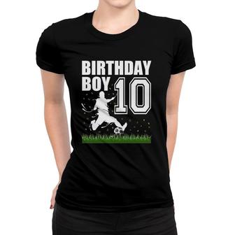 10 Years Old Soccer Birthday Party Theme 10Th Gift For Boy Women T-shirt | Mazezy