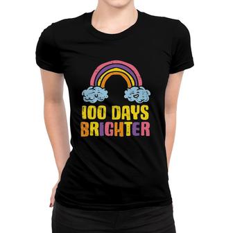 100 Days Brighter Rainbow Cute 100Th Day School Smarter Girl Women T-shirt | Mazezy CA