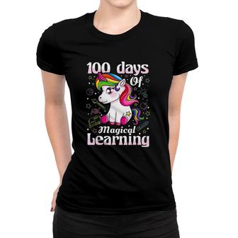 100 Days Of Magical Learning 100Th Day Of School Unicorn Kid Women T-shirt | Mazezy