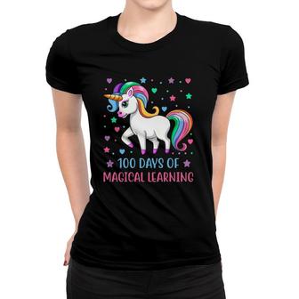 100 Days Of Magical Learning Unicorn 100 Days Of School Girl Women T-shirt | Mazezy