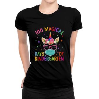 100 Magical Days Of Kindergarten School Unicorn Girl Women T-shirt | Mazezy