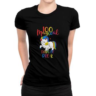 100 Magical Days Of PreK Unicorn Rainbow Gift Women T-shirt | Mazezy