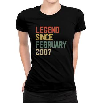15 Years Old Gifts Legend Since February 2007 15Th Birthday Women T-shirt | Mazezy