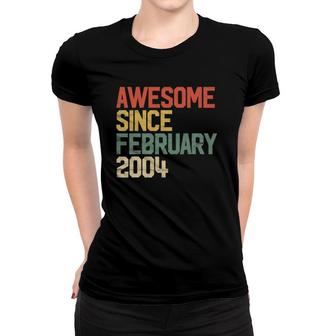 18Th Birthday Gifts Awesome Since February 2004 18 Years Old Women T-shirt | Mazezy