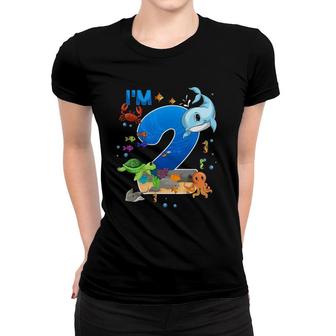2 Years Old Birthday Whale Fish Sea Bday Boys And Girls Women T-shirt | Mazezy