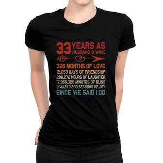33 Years As Husband & Wife 33Rd Anniversary Gift For Couple Women T-shirt | Mazezy