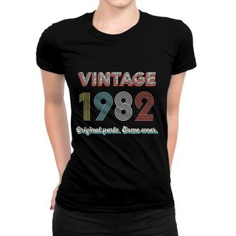 40th Birthday Gift 1981 Vintage Original Parts Funny 80s Retro Inspired Graphic Women T-shirt - Seseable