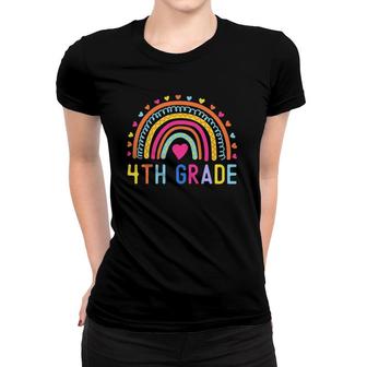 4Th Grade Rainbow Girl Boys Teacher Hello Fourth Grade Squad Women T-shirt | Mazezy