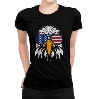4Th Of July Bald Eagle Patriotic American Flag Glasses Gift Women T-shirt | Mazezy
