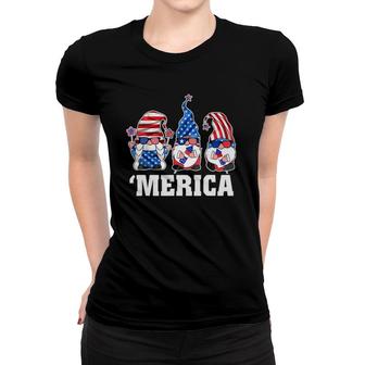 4Th Of July Gnomes Merica American Freedom Usa Flag Women T-shirt | Mazezy