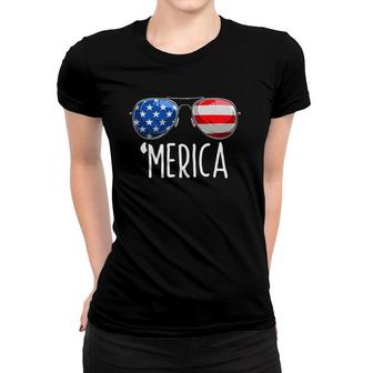 4Th Of July Merica Sunglasses All America Usa Flag Women T-shirt | Mazezy
