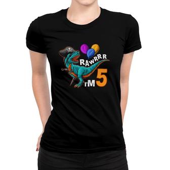 5Th Birthday Pirate Dinosaur Birthdayrex Party Women T-shirt | Mazezy