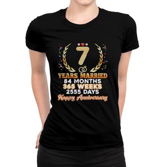 7 Years Married Happy 7Th Wedding Anniversary Couple Ring Women T-shirt | Mazezy