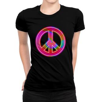 90S Rave Psychedelic Tie Dye Hippie Peace Sign Women T-shirt | Mazezy UK