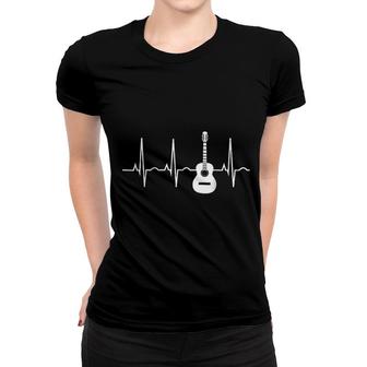 Acoustic Guitar Heartbeat Women T-shirt | Mazezy