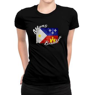 Allons Brandon Louisiana Acadiana Flag Lafayette Women T-shirt | Mazezy