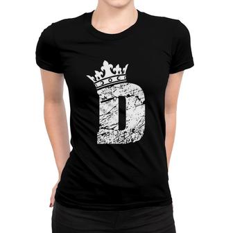 Alphabet Initial Letter D And King Queen Crown Tee Women T-shirt | Mazezy