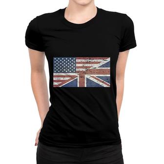 America Usa Uk Union Jack Flag United States Kingdom Britain Women T-shirt | Mazezy