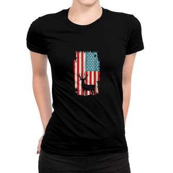 American Deer Hunter Patriotic Women T-shirt | Mazezy
