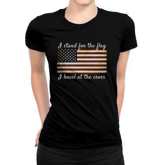 American Flag I Stand For Flag Christian Patriotic Women T-shirt | Mazezy