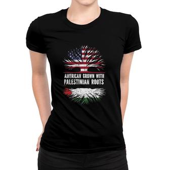 American Grown With Palestinian Roots Usa Flag Palestine Women T-shirt | Mazezy