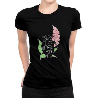 Anatomical Heart X Digitalis Foxglove Flowers Women T-shirt | Mazezy