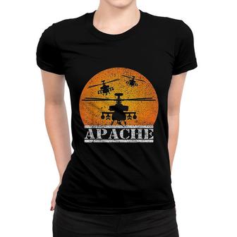 Apache Helicopter Ah64 Attack Helicopters Pilot Sunset Gift Women T-shirt | Mazezy