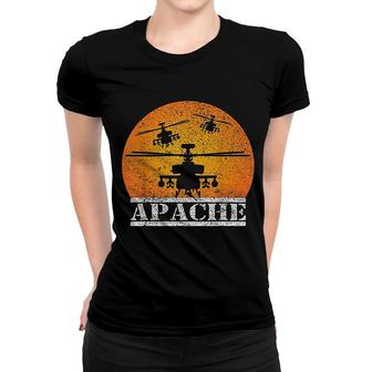 Apache Helicopter Attack Helicopters Pilot Sunset Gift Women T-shirt | Mazezy