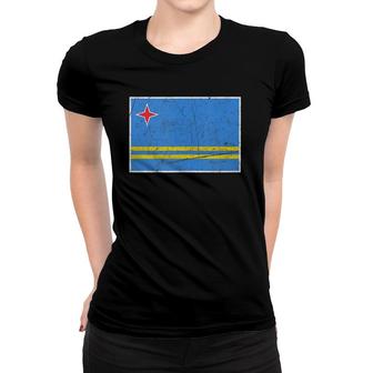 Aruba Flag With Vintage Aruban National Colors Women T-shirt | Mazezy