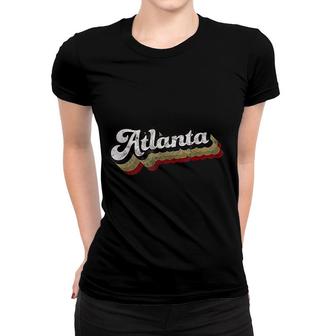 Atlanta Distressed Retro Script Women T-shirt | Mazezy
