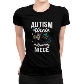 Autism Uncle I Love My Niece Puzzle Butterfly Women T-shirt | Mazezy