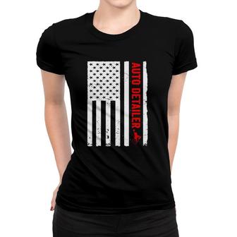 Auto Detailer Usa Flag Car Detailing Women T-shirt | Mazezy