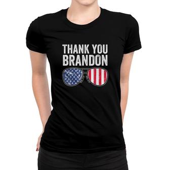 Aviator Sunglasses American Flag Patriotic Thank You Brandon Tee Women T-shirt | Mazezy