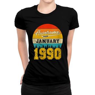 Awesome Since January 1990 32 Years Old Birthday Vintage Women T-shirt | Mazezy