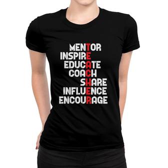 Awesome Teacher Definition Mentor Coach Educate Inspire Women T-shirt | Mazezy