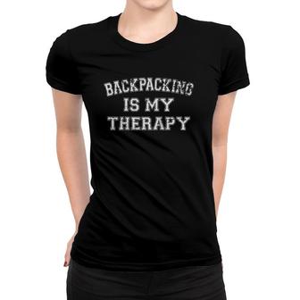 Backpacking Is My Therapy Distressed Backpacking Vintage Raglan Baseball Tee Women T-shirt | Mazezy