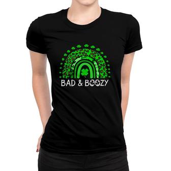 Bad And Boozy St Patrick's Day Rainbow Drinking Gift Women T-shirt | Mazezy